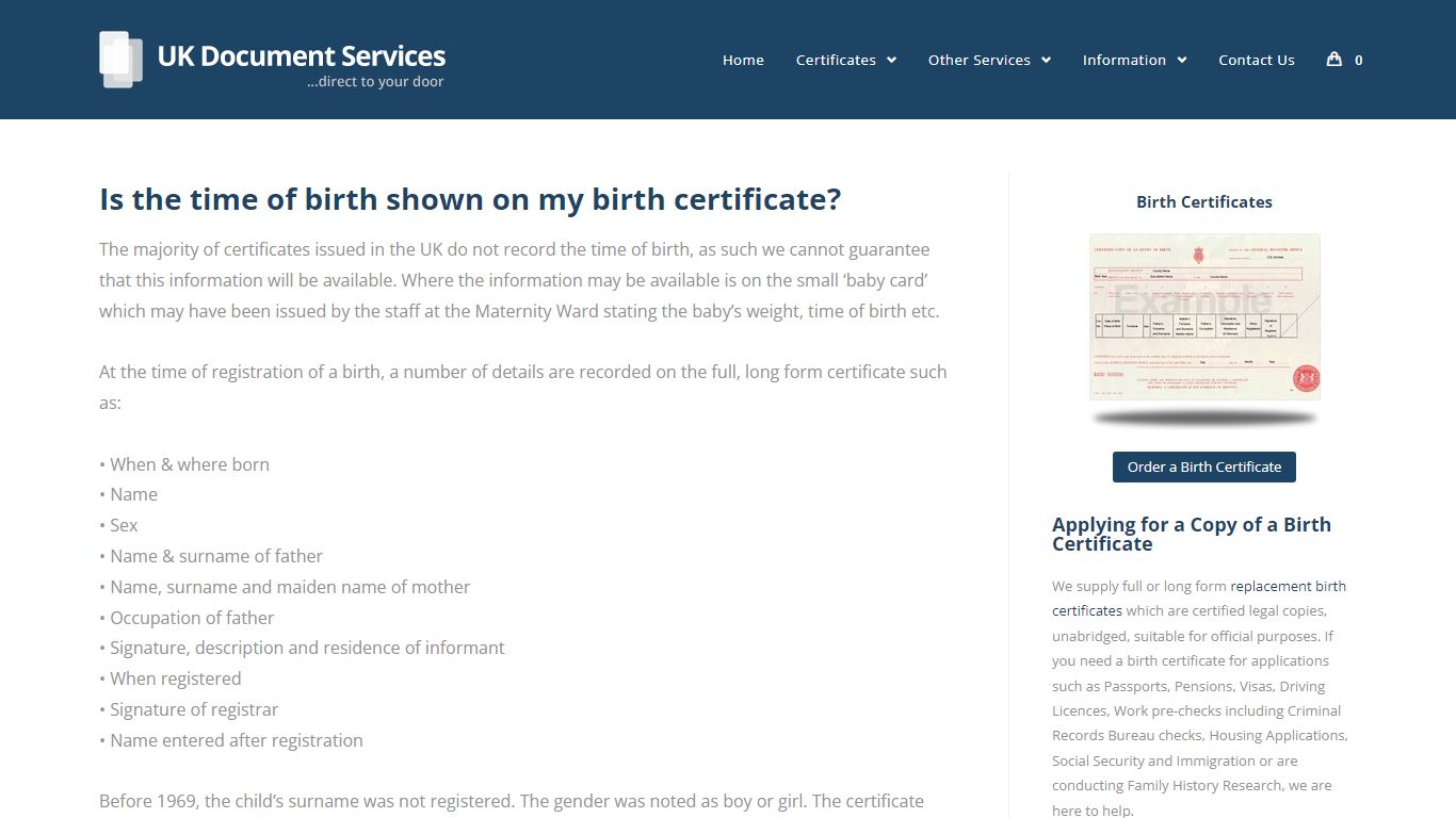 Is the time of birth shown on my birth certificate?