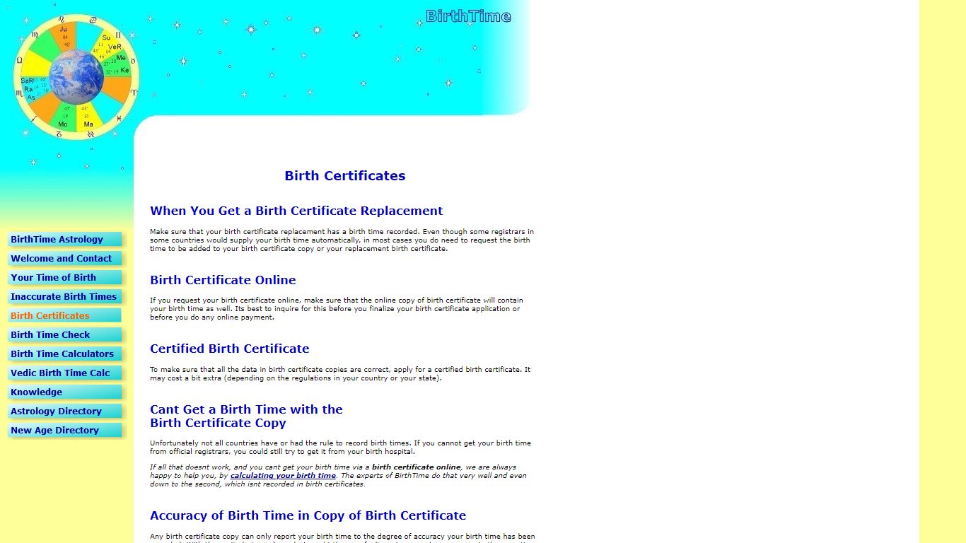 Birth Certificates - Birth Time